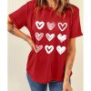 Azura Exchange Heart Glitter Flocking Pattern Valentines Graphic Tee – S