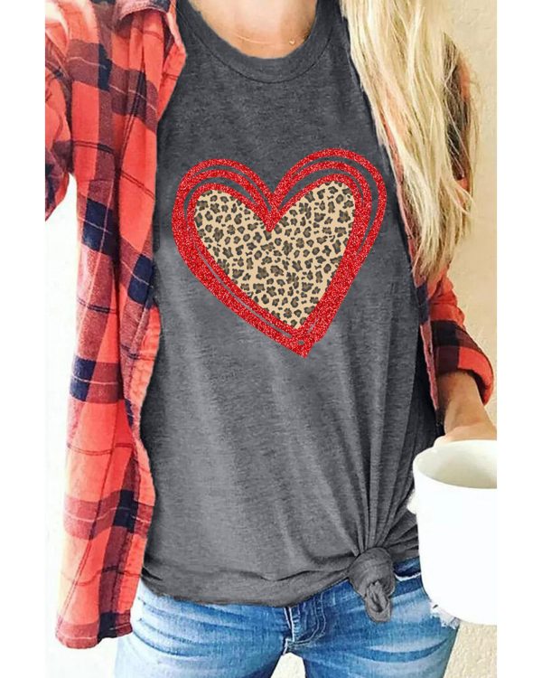 Azura Exchange Leopard Heart Graphic T-shirt – L