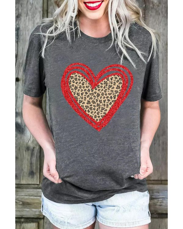 Azura Exchange Leopard Heart Graphic T-shirt – L