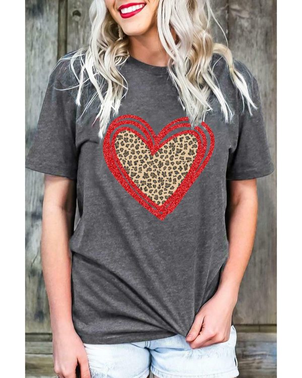 Azura Exchange Leopard Heart Graphic T-shirt – L