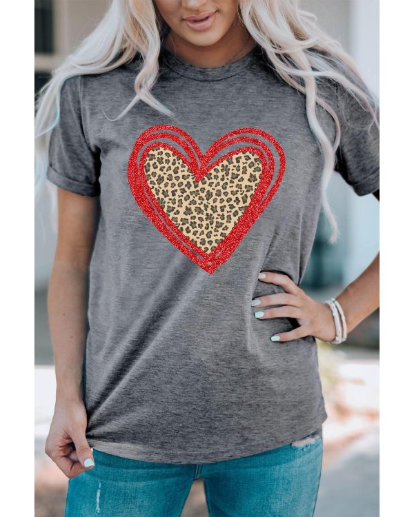 Azura Exchange Leopard Heart Graphic T-shirt – L