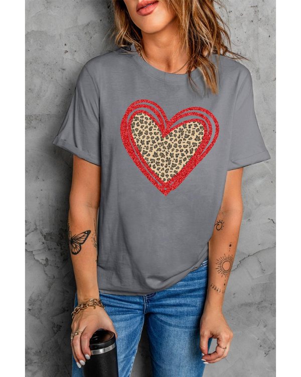 Azura Exchange Leopard Heart Graphic T-shirt – L