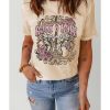 Azura Exchange Vintage Graphic Tee with Khaki ROCK&ROLL Guitar Design – L