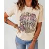 Azura Exchange Vintage Graphic Tee with Khaki ROCK&ROLL Guitar Design – L