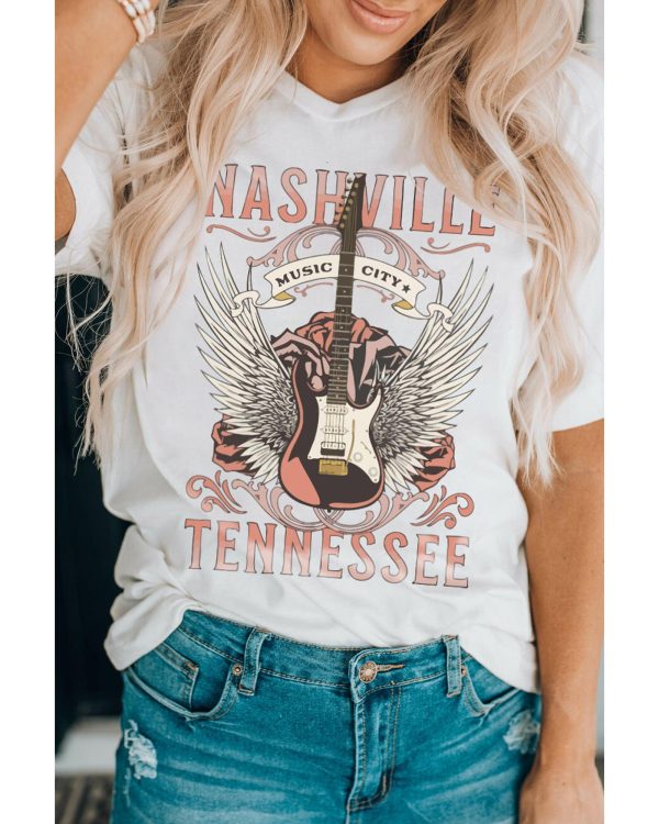 Azura Exchange Music City Guitar Graphic Print Tee – L