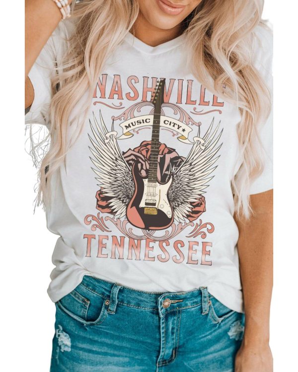 Azura Exchange Music City Guitar Graphic Print Tee – L