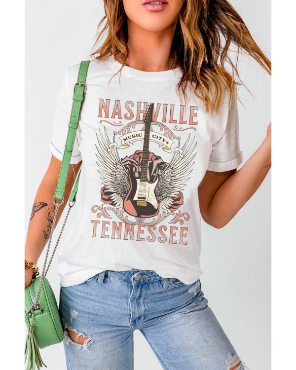 Azura Exchange Music City Guitar Graphic Print Tee – L