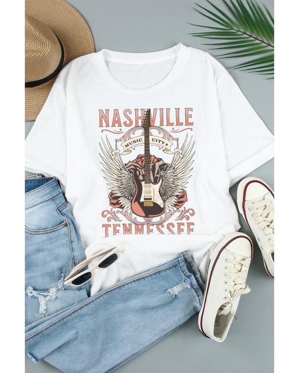 Azura Exchange Music City Guitar Graphic Print Tee – L