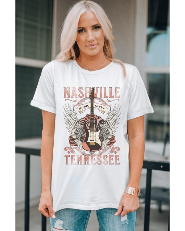 Azura Exchange Music City Guitar Graphic Print Tee – L