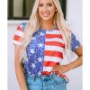 Azura Exchange American Flag Print Distressed Crew Neck T-Shirt – L