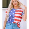 Azura Exchange American Flag Print Distressed Crew Neck T-Shirt – L