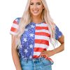 Azura Exchange American Flag Print Distressed Crew Neck T-Shirt – L