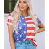 Azura Exchange American Flag Print Distressed Crew Neck T-Shirt – L