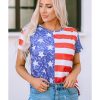 Azura Exchange American Flag Print Distressed Crew Neck T-Shirt – L