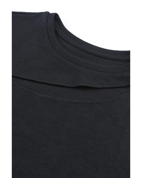 Azura Exchange Slash Cutout Cap Sleeve T Shirt – L