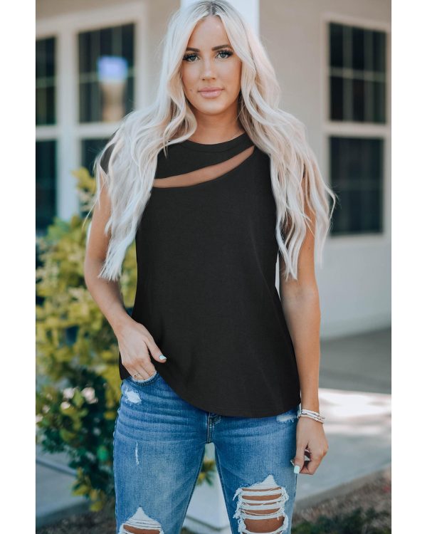 Azura Exchange Slash Cutout Cap Sleeve T Shirt – L