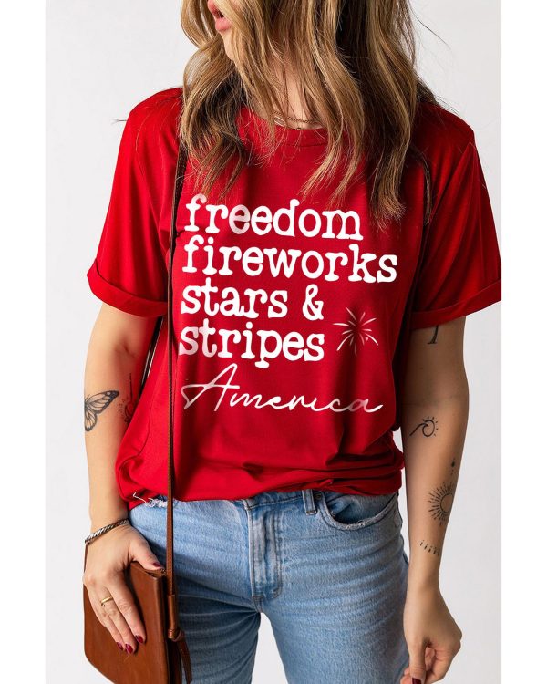 Azura Exchange American Freedom Day Slogan Print T-Shirt – S