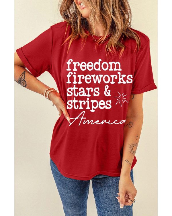 Azura Exchange American Freedom Day Slogan Print T-Shirt – S