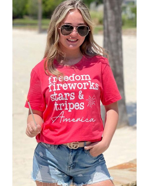 Azura Exchange American Freedom Day Slogan Print T-Shirt – S