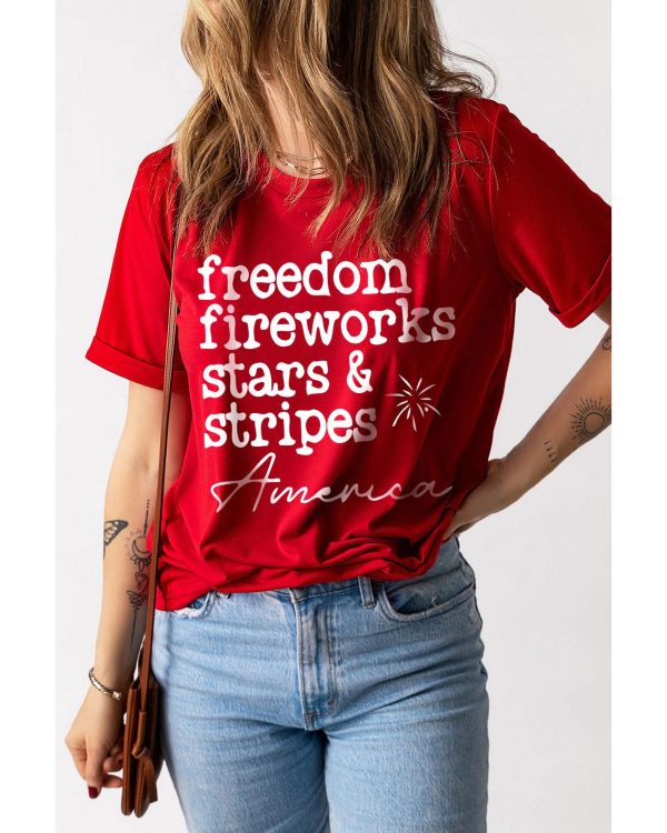 Azura Exchange American Freedom Day Slogan Print T-Shirt – S