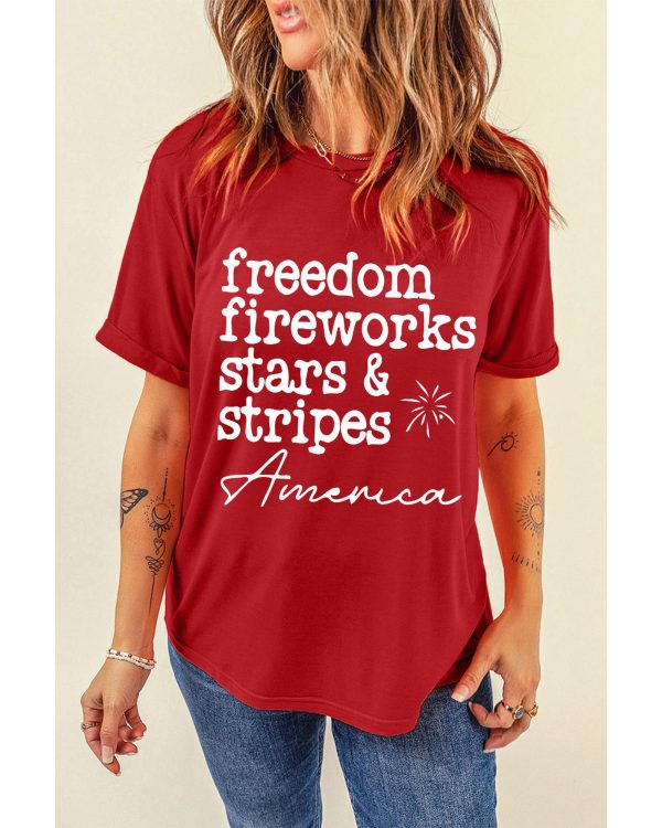 Azura Exchange American Freedom Day Slogan Print T-Shirt – S