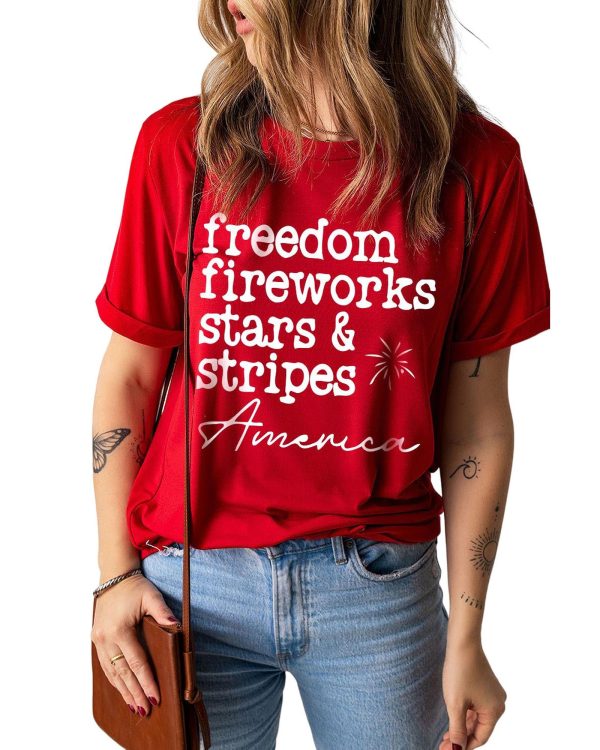 Azura Exchange American Freedom Day Slogan Print T-Shirt – S