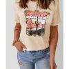 Azura Exchange TEXAS Graphic Print Crew Neck T-Shirt in Khaki – L