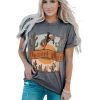 Azura Exchange Wild Cowboy Cactus Print Graphic Tee – 2XL