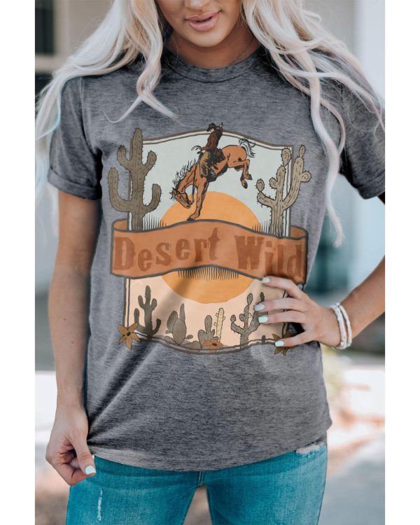 Azura Exchange Wild Cowboy Cactus Print Graphic Tee – 2XL