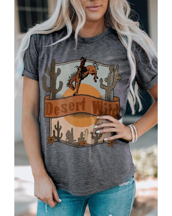 Azura Exchange Wild Cowboy Cactus Print Graphic Tee – 2XL