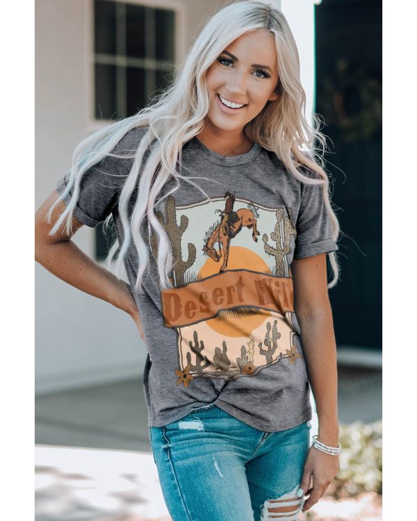 Azura Exchange Wild Cowboy Cactus Print Graphic Tee – 2XL