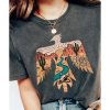 Azura Exchange Skull Bird Print Short Sleeve Tee – L