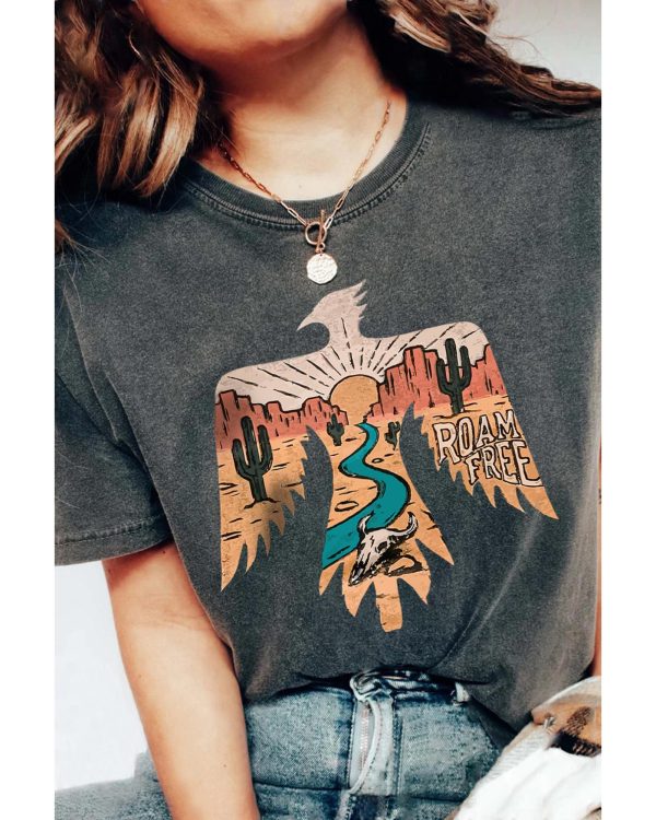 Azura Exchange Skull Bird Print Short Sleeve Tee – L