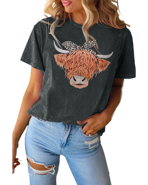 Azura Exchange Cow Head Print Short Sleeve T Shirt – L