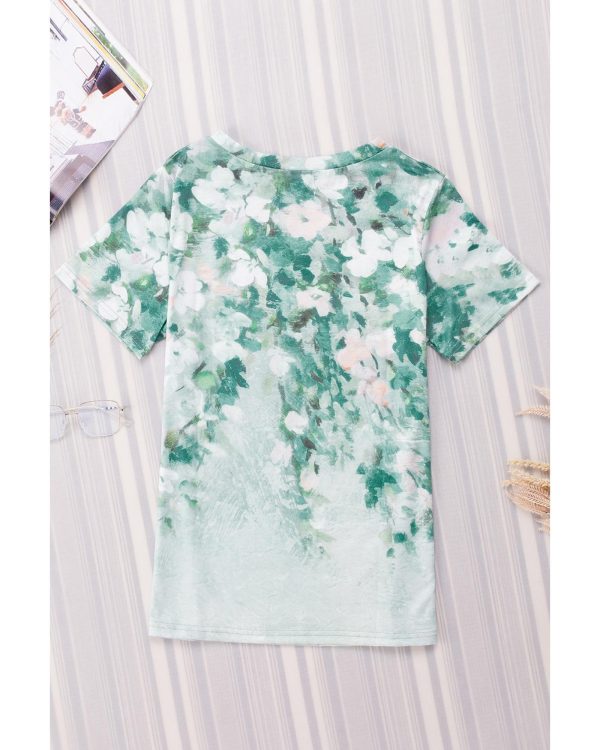 Azura Exchange Floral Print V Neck T-Shirt – M