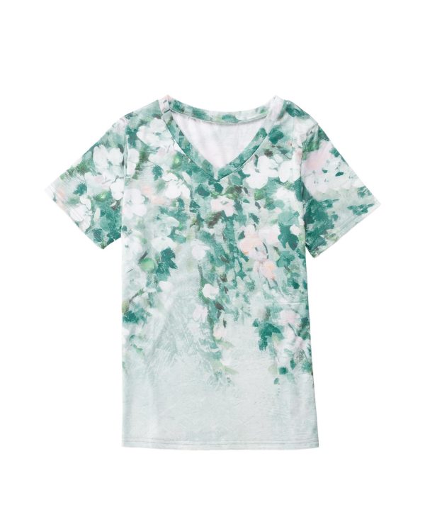 Azura Exchange Floral Print V Neck T-Shirt – M