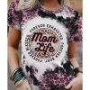 Azura Exchange Leopard Print Graphic Tee with Mom Life Slogan – S