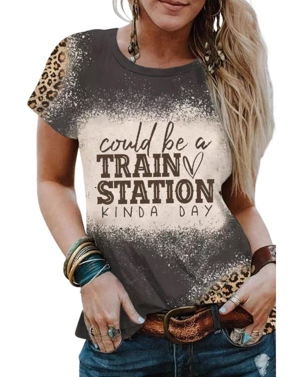 Azura Exchange Leopard Bleached Print Graphic T-Shirt – S