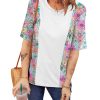 Azura Exchange Patchwork Floral Print Short Sleeve Top – L