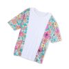 Azura Exchange Patchwork Floral Print Short Sleeve Top – L