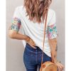 Azura Exchange Patchwork Floral Print Short Sleeve Top – L