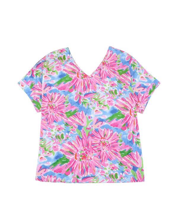 Azura Exchange Loose Fit Floral Print V Neck T Shirt – L