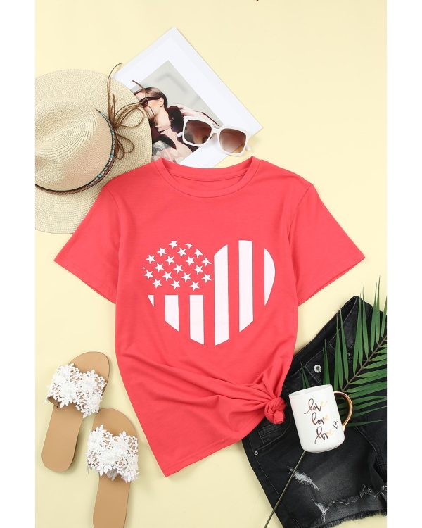 Azura Exchange Flag Heart Print Graphic Tee – M