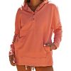 Azura Exchange Batwing Sleeve Pocketed Henley Hoodie – M