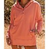 Azura Exchange Batwing Sleeve Pocketed Henley Hoodie – M