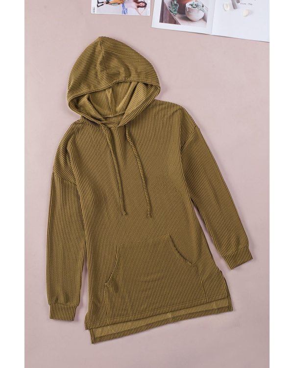 Azura Exchange Ribbed Drawstring Hoodie with Kangaroo Pocket – 2XL