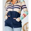 Azura Exchange Color Block Thumbhole Sleeve Full Zip Hoodie – L