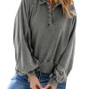 Azura Exchange Washed Snap Buttons Lantern Sleeve Pullover Sweatshirt – 2XL