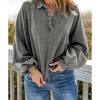 Azura Exchange Washed Snap Buttons Lantern Sleeve Pullover Sweatshirt – 2XL