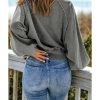 Azura Exchange Washed Snap Buttons Lantern Sleeve Pullover Sweatshirt – 2XL